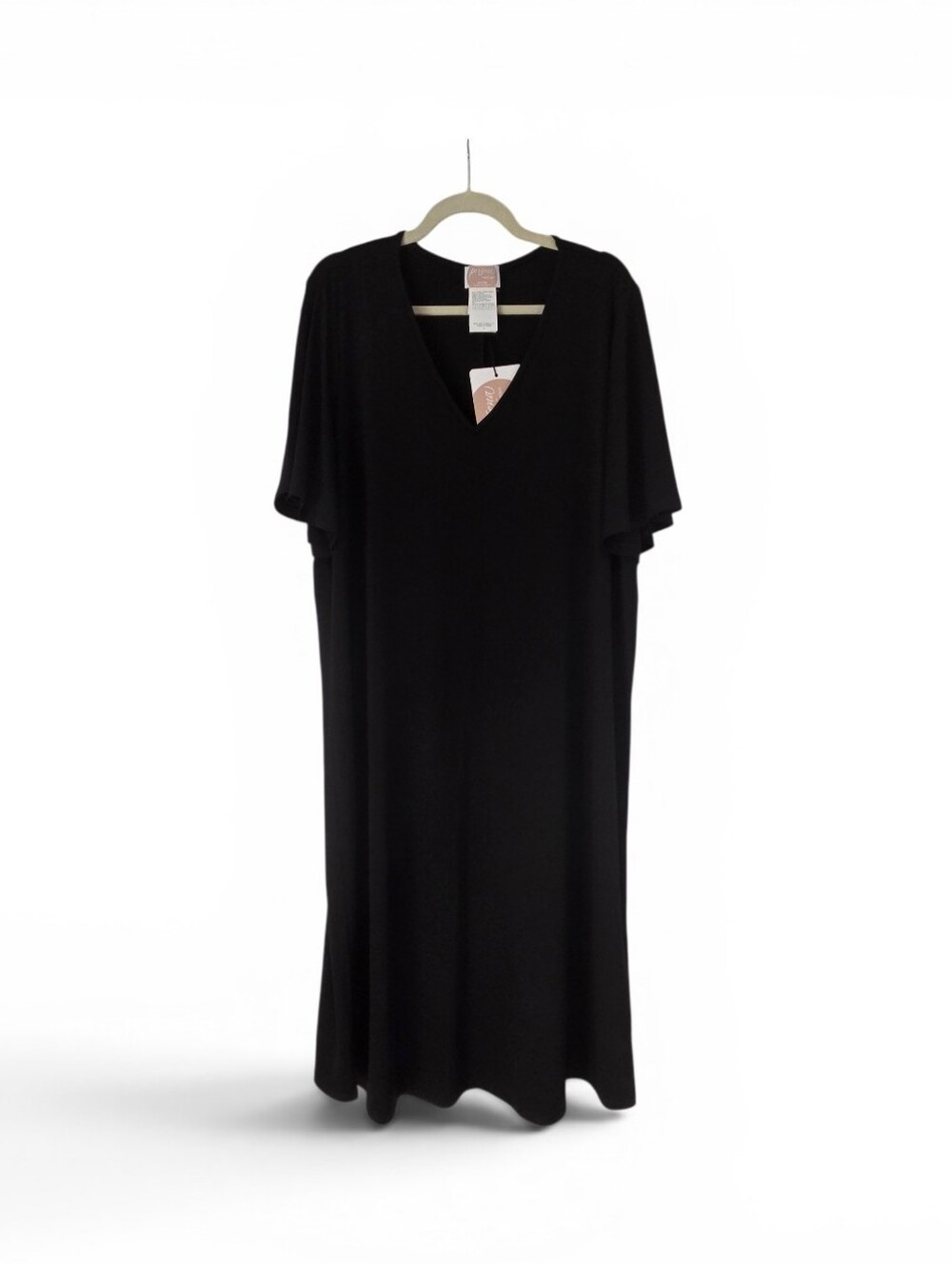 Persona By Marina Rinaldi “OLTRE” Short Sleeve Black Jersey Midi Dress L  $185